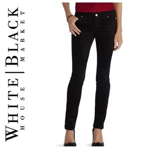 WHITE HOUSE BLACK MARKET BLACK VELVET ANKLE ZIP SKINNY JEANS SIZE 4